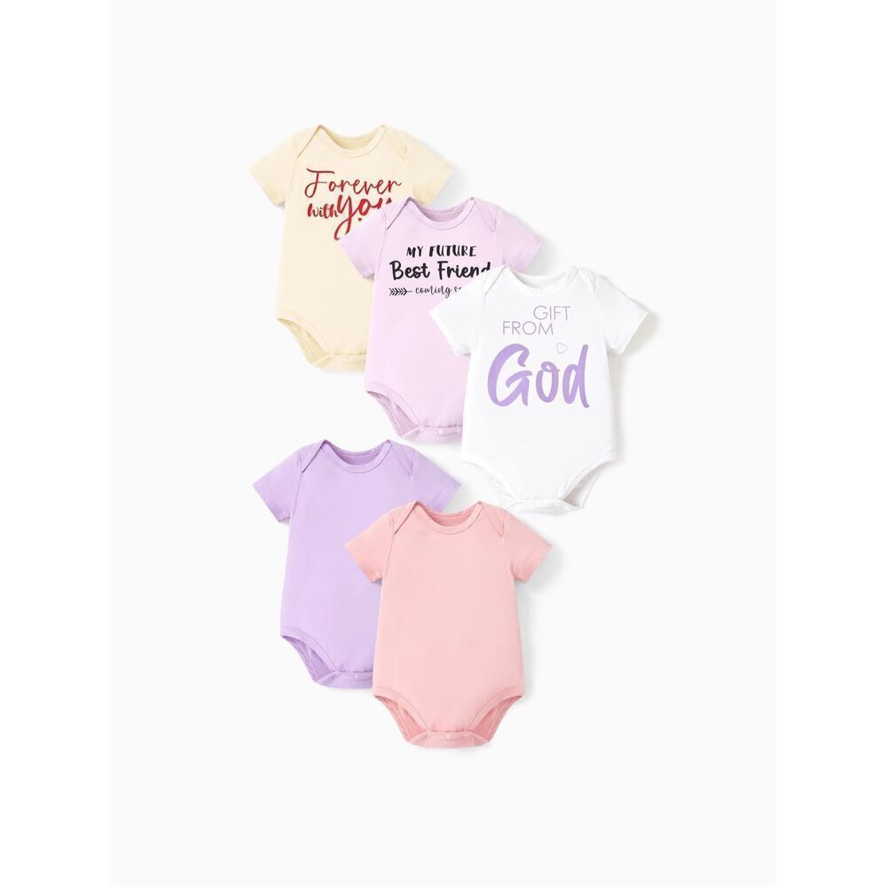 PatPat Bamboo 5-Pack Baby girl Casual Romper Pink 18-24 mos